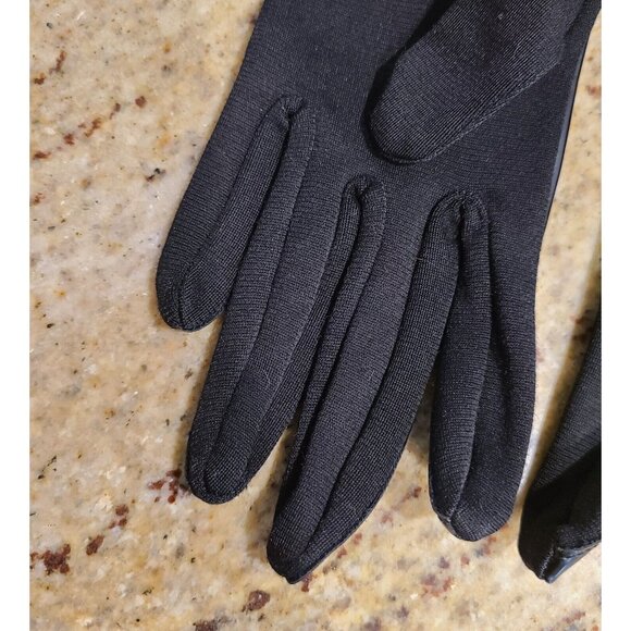 Vintage Size XS-S Black Patent Faux Leather Stretch Formal 8" Gloves Go Go - Picture 7 of 13